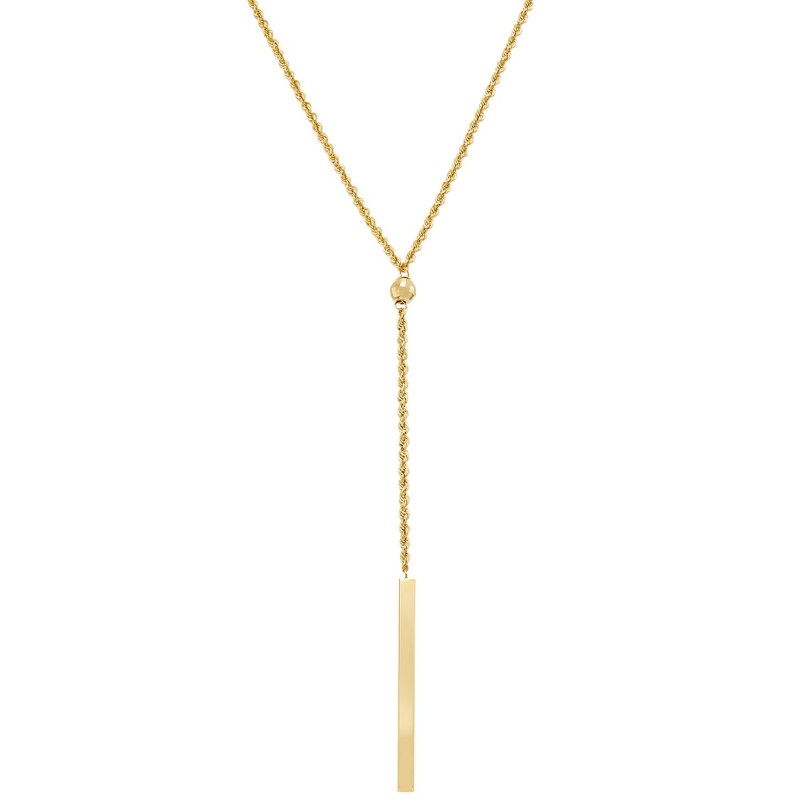 Rope Bar Lariat Necklace in 14k Gold