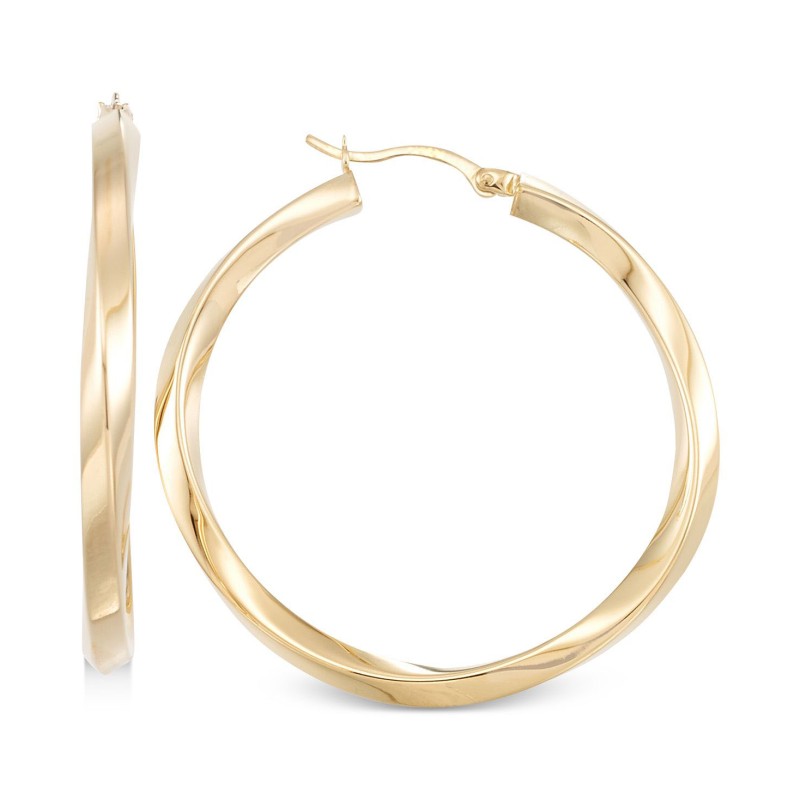 Polished Twist Hoop Earrings in 14k Gold Over Silv...