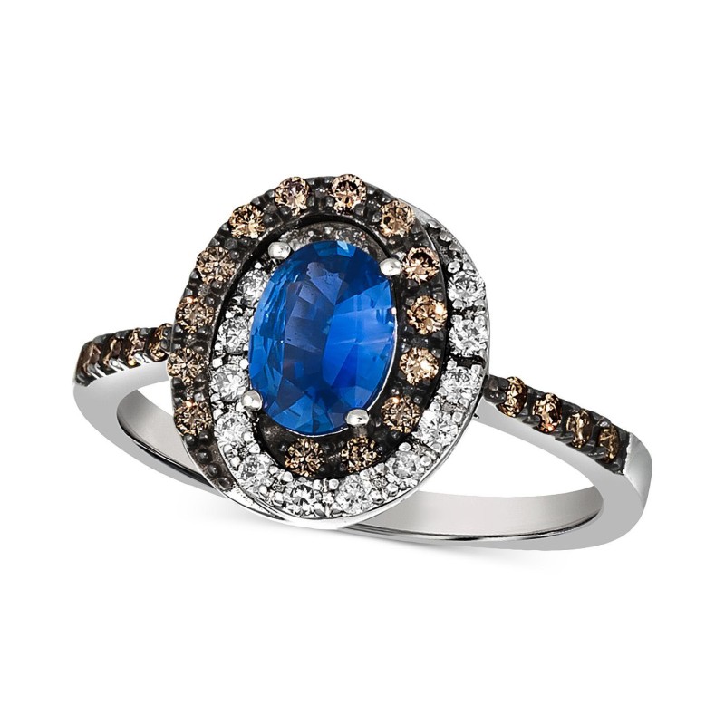 Cornflower Ceylon Sapphire (5/8 ct.) & Diamond (3/...