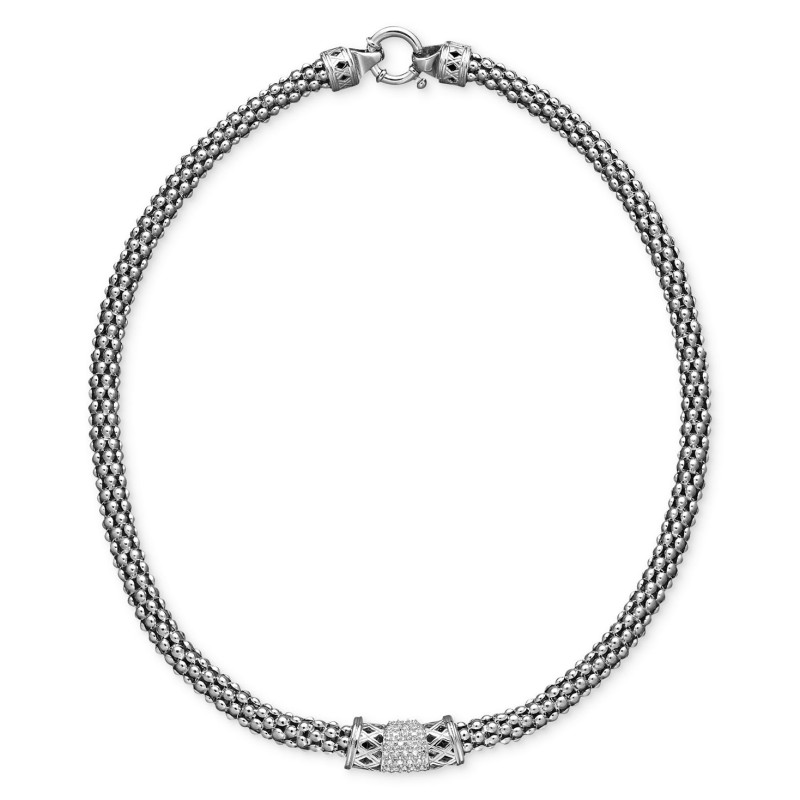 Diamond Barrel Necklace in Sterling Silver (1/4 ct...