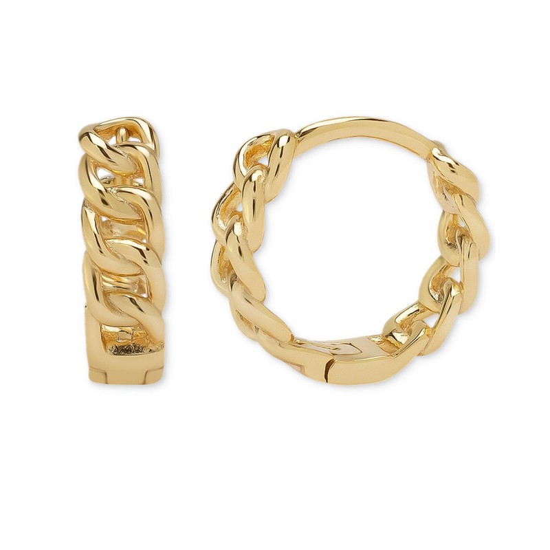 Flower Stud & Rope Hoop Earrings in 14k Gold-Plate...