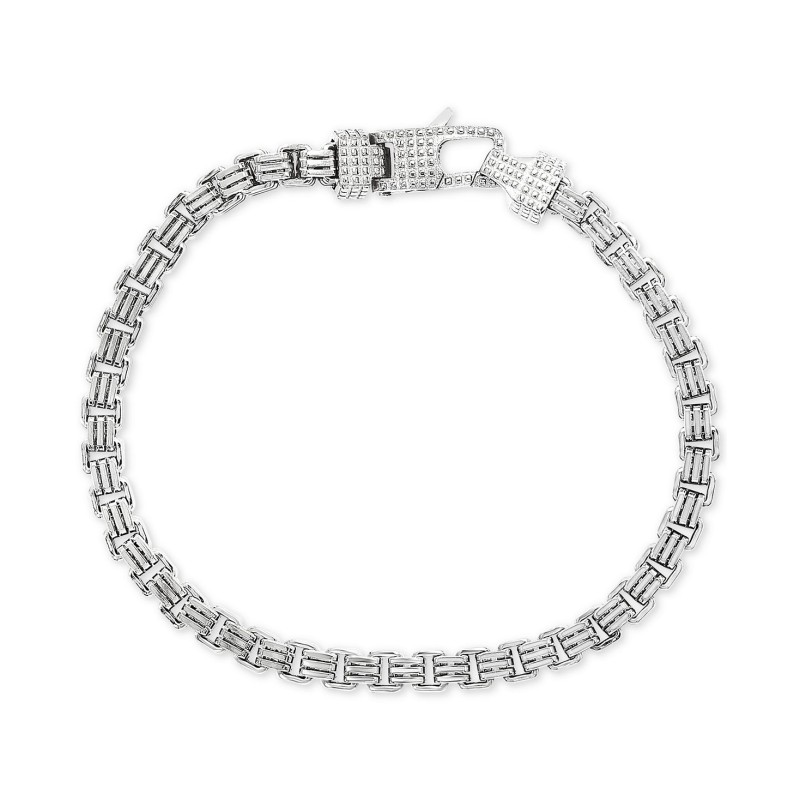 Men's Box Link Chain Bracelet in Sterling Silver