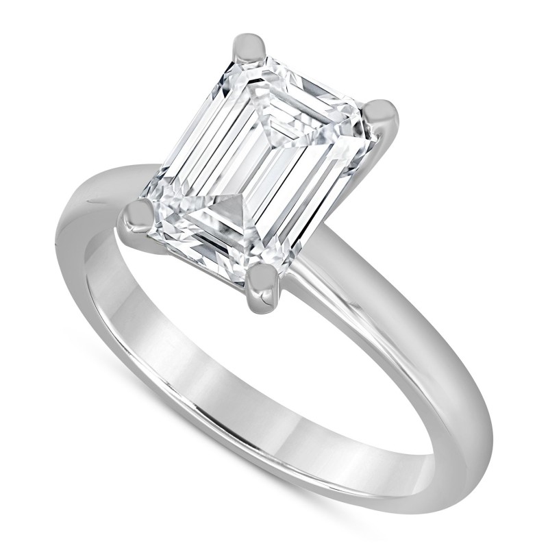 Diamond Emerald-Cut Solitaire Engagement Ring (5 c...