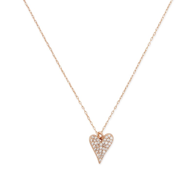 Rose Gold-Tone Pavé Heart Mini Pendant Necklace, ...