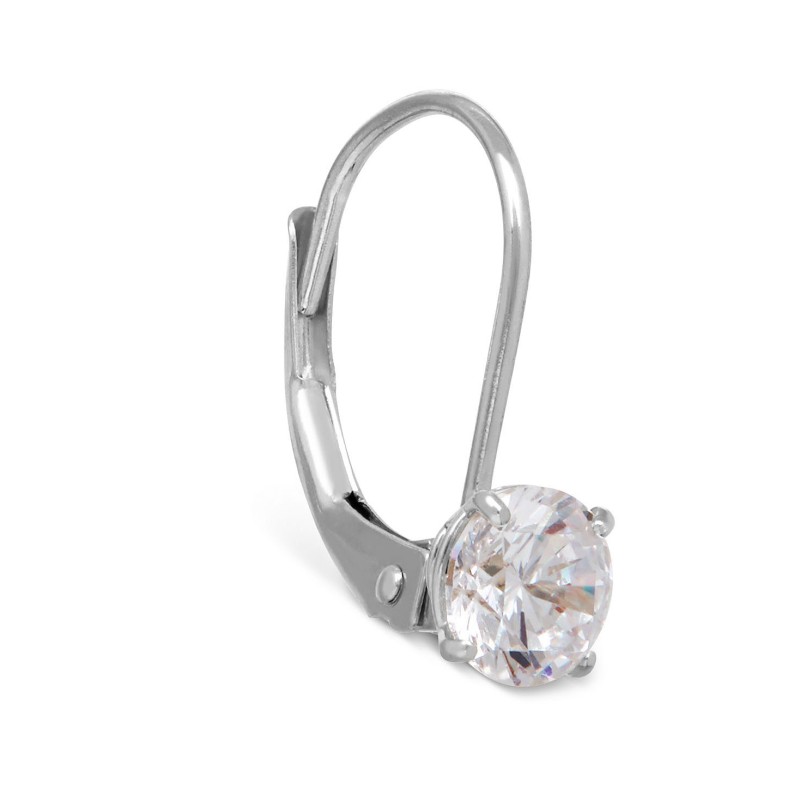 Solitaire Cubic Zirconia Hoop Earrings in 14k Yell...