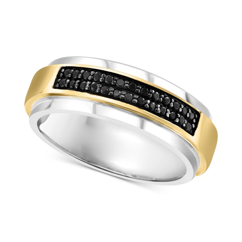 Men's Black Sapphire Horizontal Cluster Ring (1/3 ...