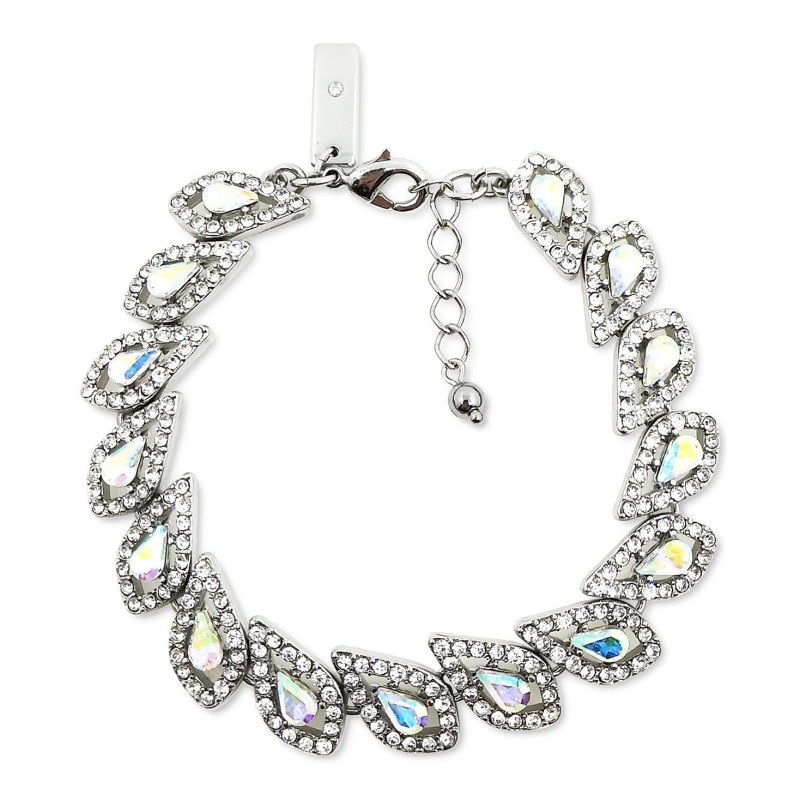 Silver-Tone Crystal Teardrop Flex Bracelet