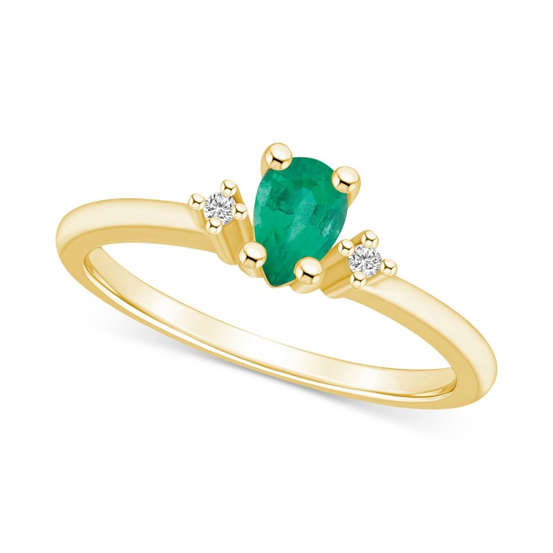 Emerald (3/8 ct.) & Diamond Accent Pear Ring in 14...