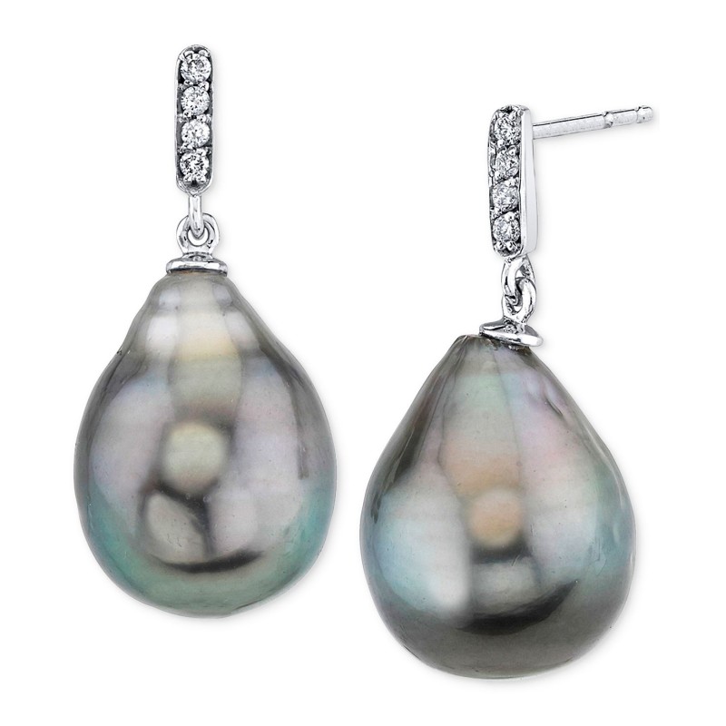 Cultured Tahitian Baroque Pearl (11mm) & Diamond A...