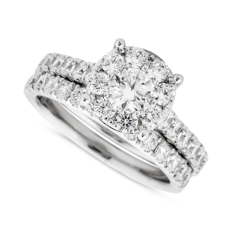 Diamond Halo Bridal Set (2 ct.) in 14k White Gold