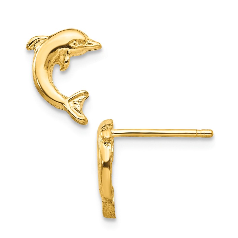 Dolphin Stud Earrings in 14k Gold