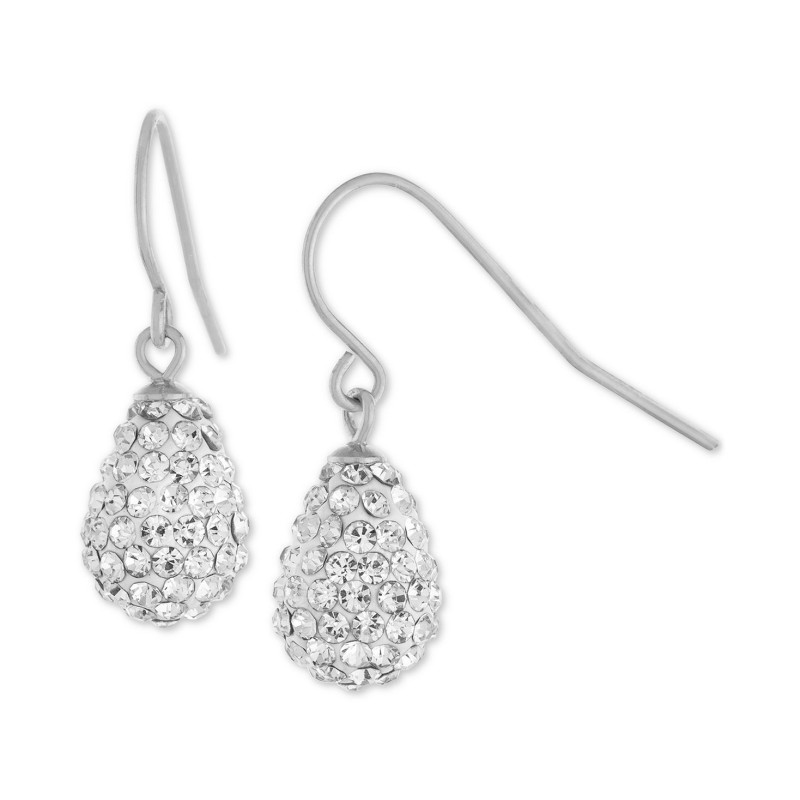 Crystal Pavé Teardrop Drop Earrings in Sterling S...