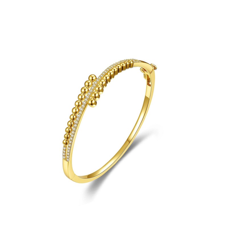 Sterling Silver with 14K Yellow Gold-Plated Cubic ...