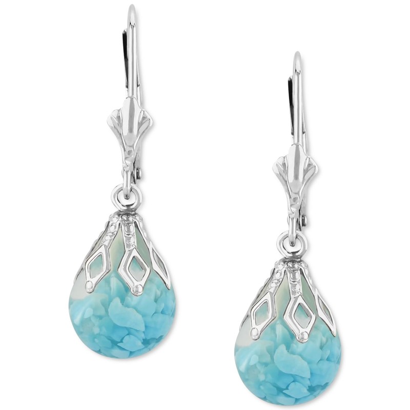 Turquoise Flake Bulb Drop Earrings in Sterling Sil...