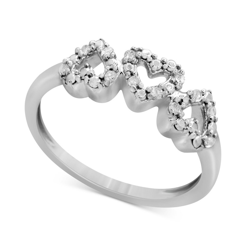 Diamond Triple Heart Ring (1/10 ct.) in Sterling S...