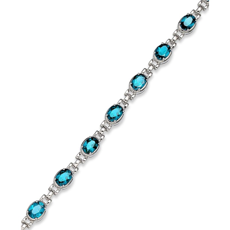 Blue Topaz (13 ct.) Oval Link Bracelet in Sterling...