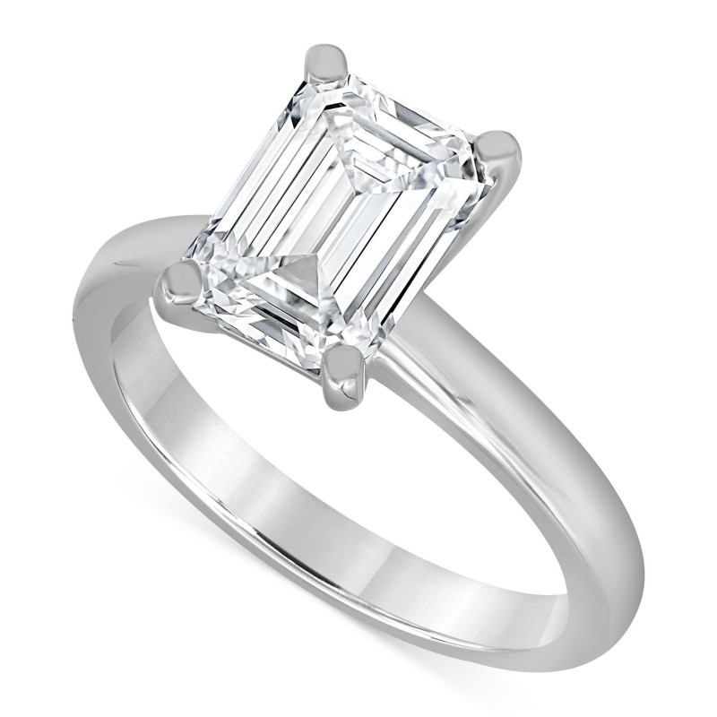 Diamond Emerald-Cut Solitaire Engagement Ring (4 c...