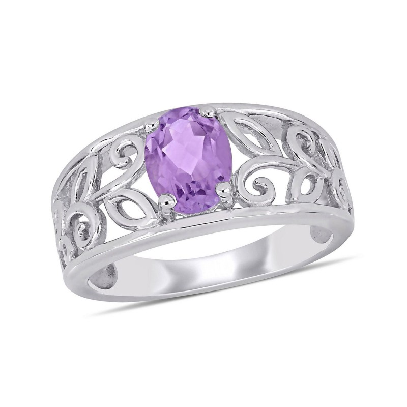 Amethyst (1 ct.) Oval Filigree Sterling Silver Rin...