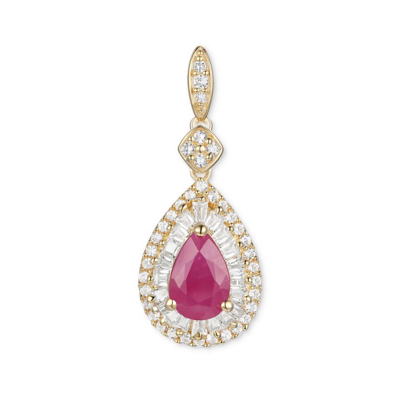 Ruby (1 ct.) & Diamond (3/8 ct.) Pear Drop Earring...