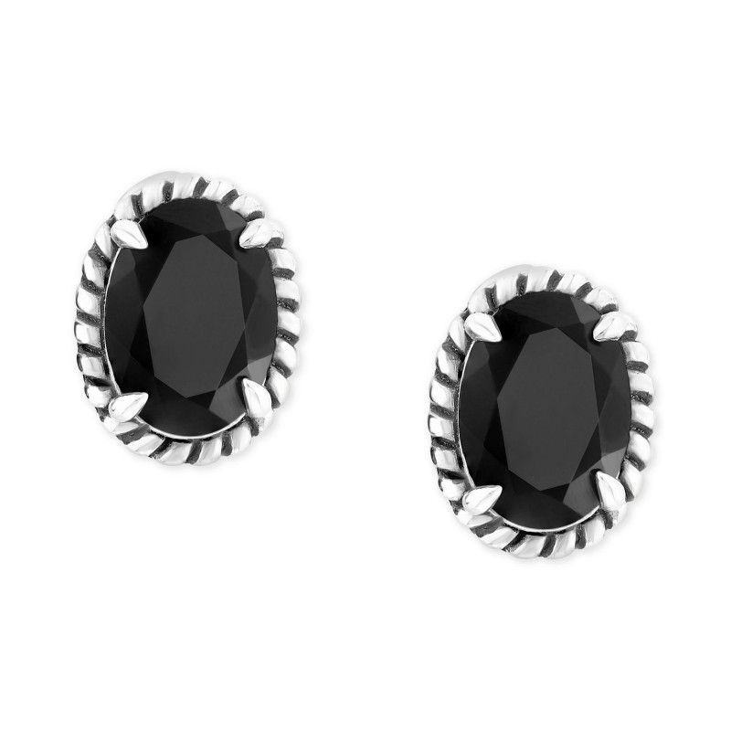 Onyx Oval Stud Earrings in Sterling Silver