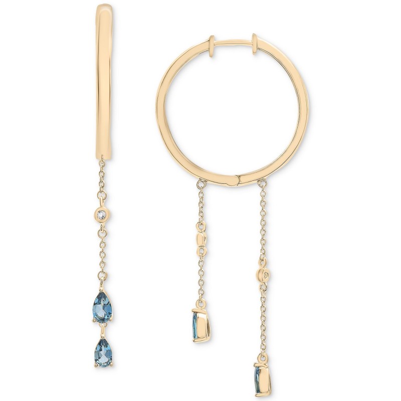 Blue Topaz (1 ct.) & White Topaz (1/8 ct.) Dangle ...