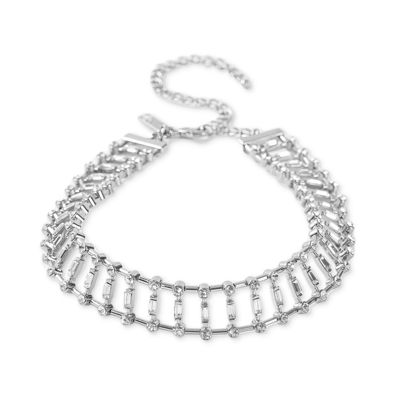 Silver-Tone Mixed Crystal All-Around Choker Neckla...