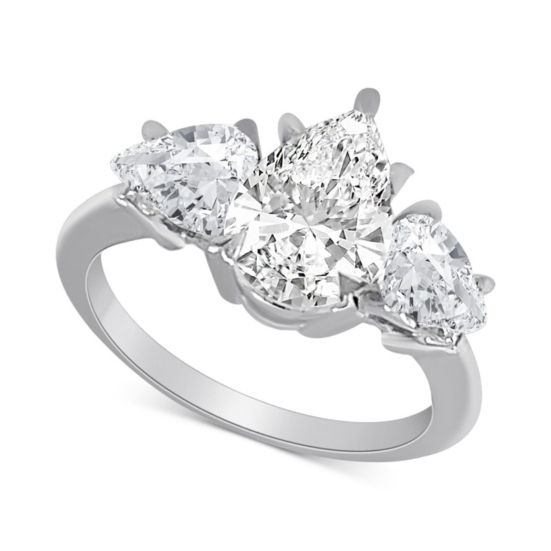 Diamond Pear-Cut Three Stone Engagement Ring (4 ct...