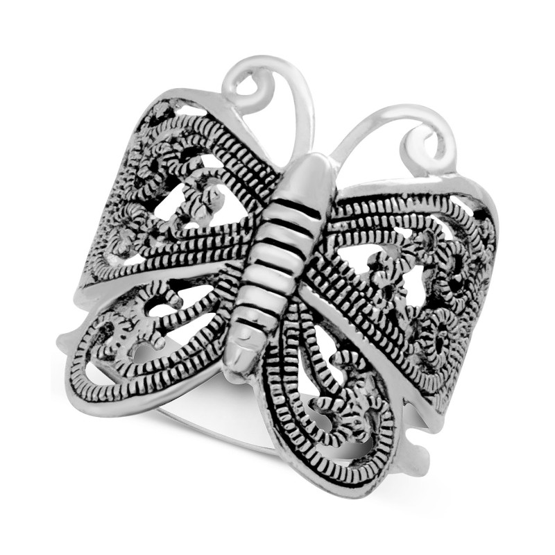 Filigree Butterfly Ring in Silver-Plate