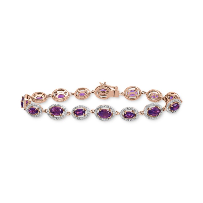 Amethyst (5 ct.) & Diamond (1/10 ct.) Bracelet in ...