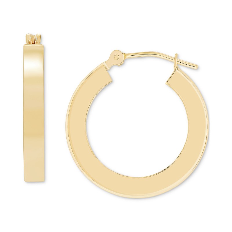 Polished Chunky Flat-Edge Tube Hoop Earrings in 14...