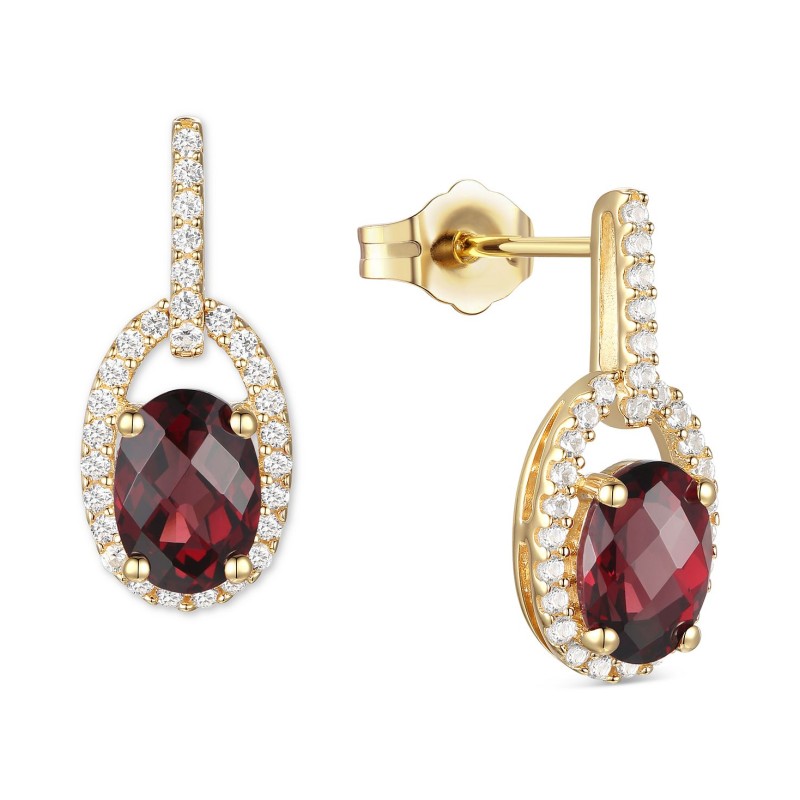 Garnet (1-1/2 ct.) & Diamond (1/5 ct.) Halo Drop E...