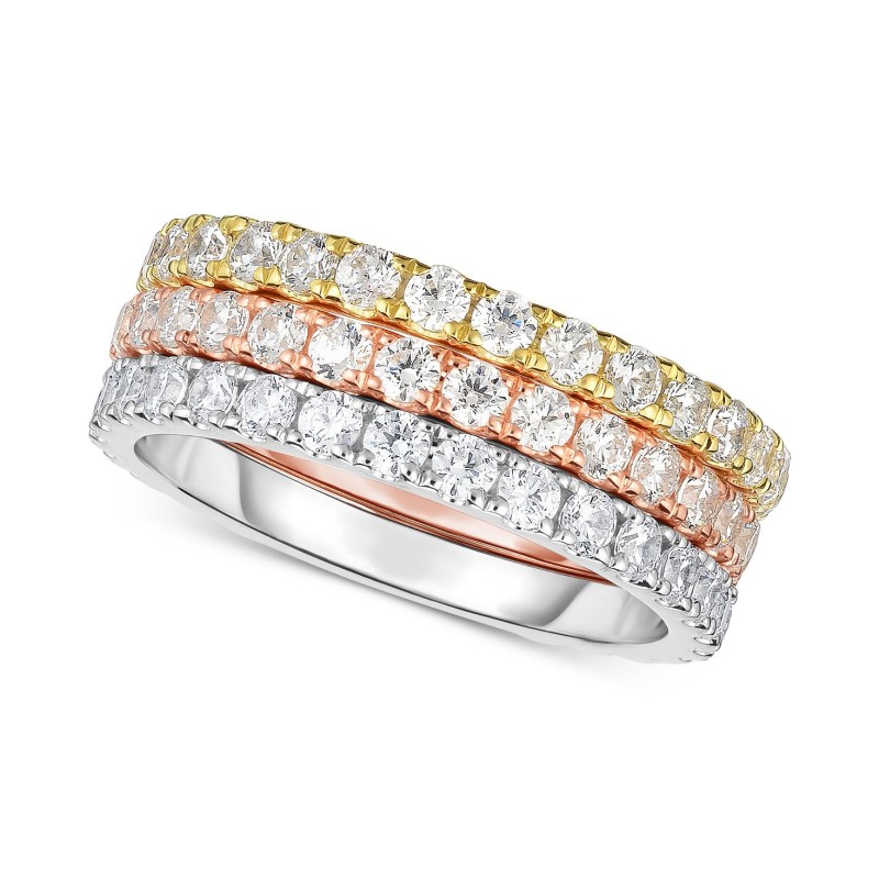 3-Pc. Set Tri-Tone Cubic Zirconia Stacking Bands