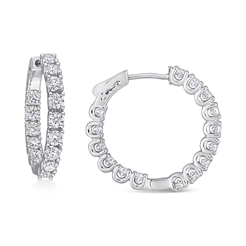 Moissanite Small Hoop Earrings (3 ct.) in Sterling...