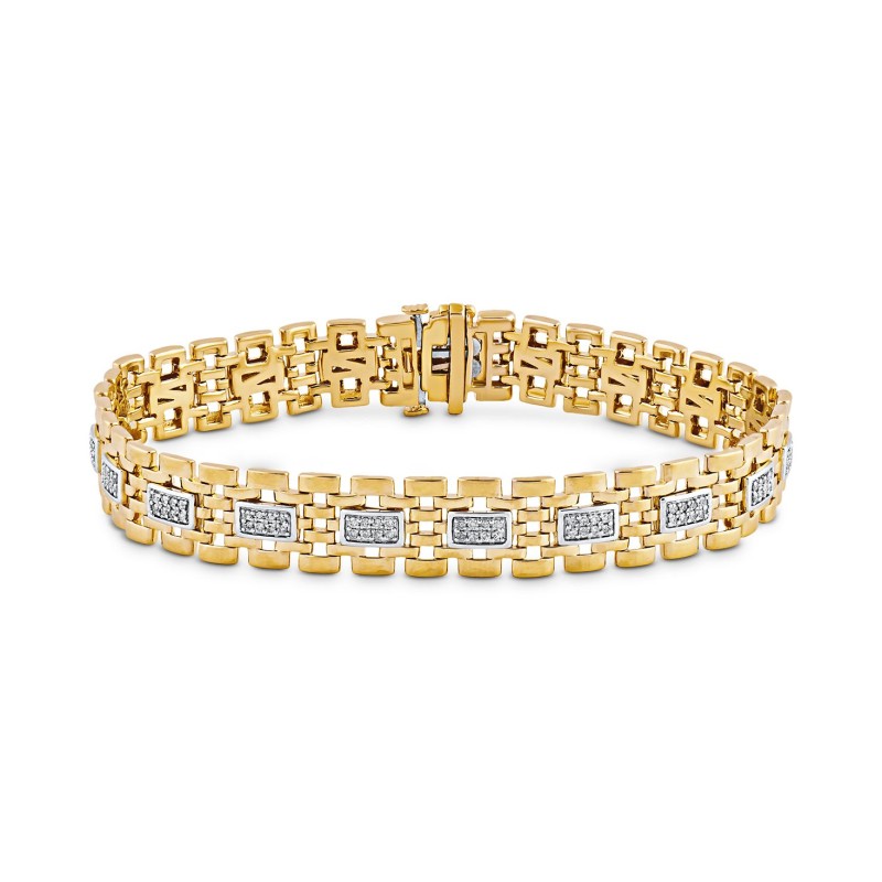 Men's Diamond Link Bracelet (1 ct.) in 18k Gold-Pl...