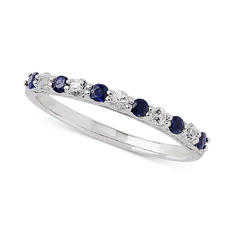 Sapphire (1/3 ct.) & White Sapphire Ring (1/4 ct.)...