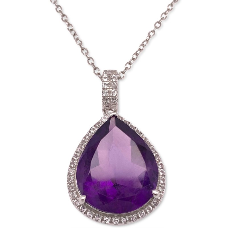 Amethyst (6 ct.) & White Topaz (1/2 ct.) Teardrop ...