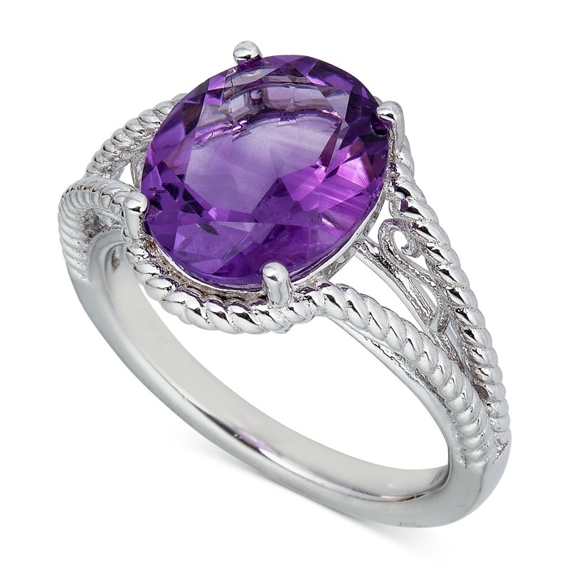 Amethyst Oval Swirl Ring (4 ct.) in Sterling Silve...