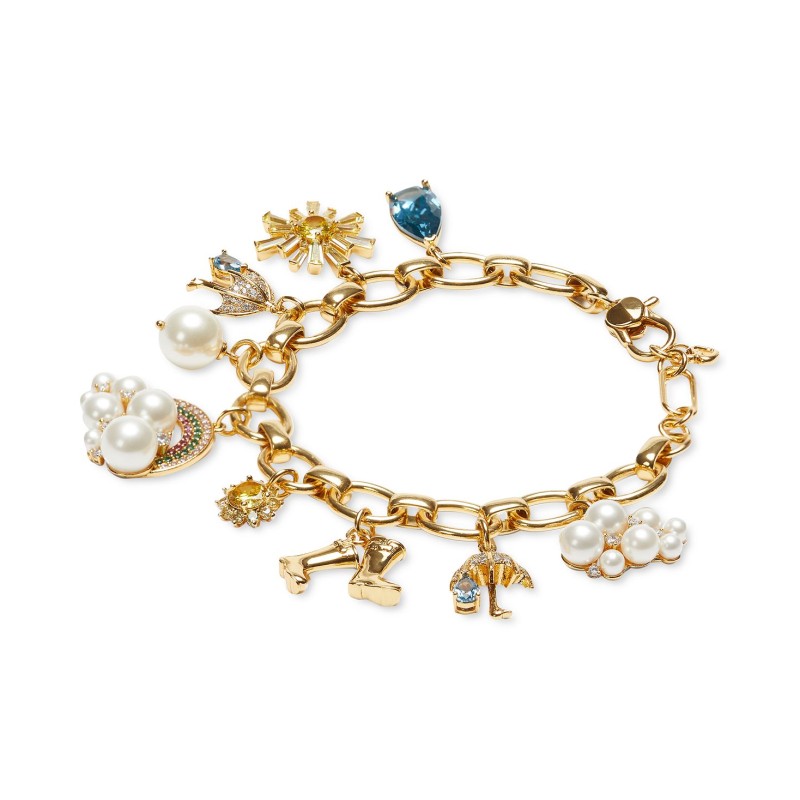 Gold-Tone Stone, Crystal, & Imitation Pearl Weathe...