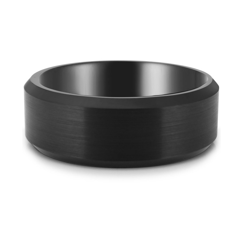 Men's Satin Bevel Band in Black Ion-Plated Tantalu...