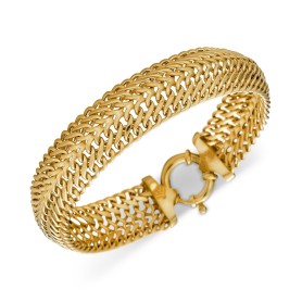 Woven Link Wide Chain Bracelet in 10k Gold