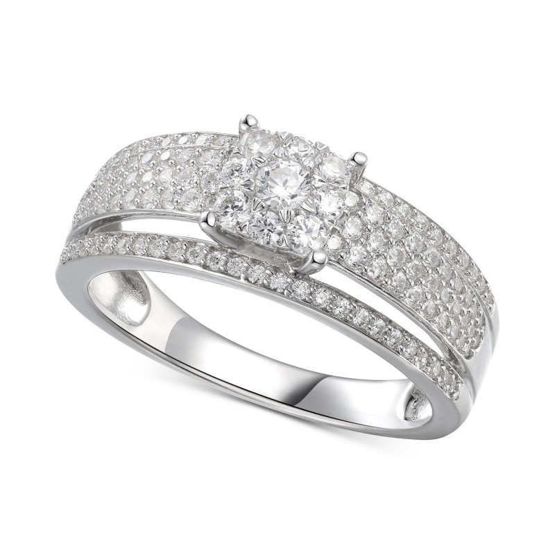 Cubic Zirconia Bridal Ring in Sterling Silver