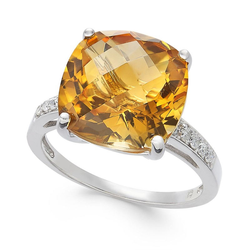 Citrine (7 ct.) & Diamond (1/10 ct.) Statement Rin...