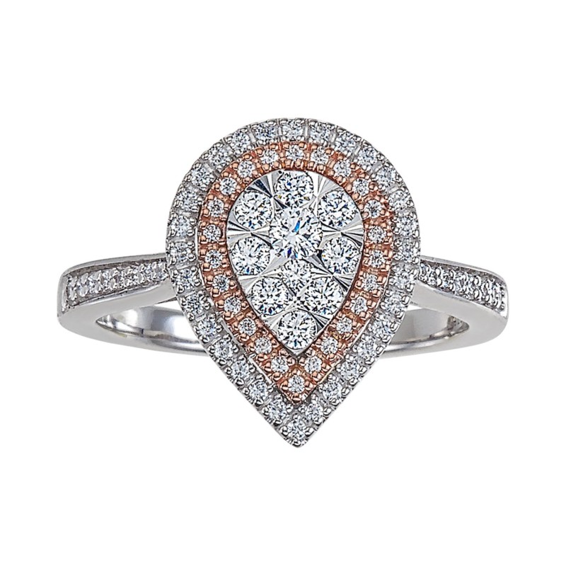 Diamond Two-Tone Teardrop Cluster Ring (1/2 ct.) i...