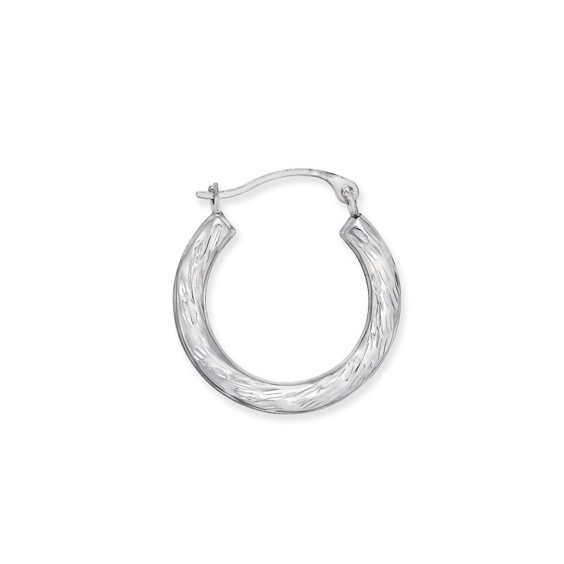 Patterned Hoop Earrings in 10k White Gold