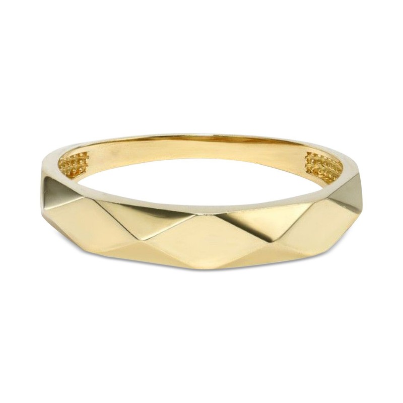 Polished Facet-Look Statement Ring in 14k Gold